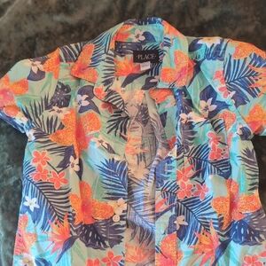 Place Vibrant Floral Shirt with Blue and Orange